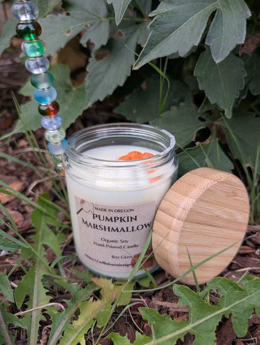** 8oz Pumpkin marshmallow Organic Soy Hand Poured Candles w embeds