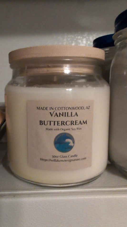 Vanilla Buttercream Glass Candle 30oz